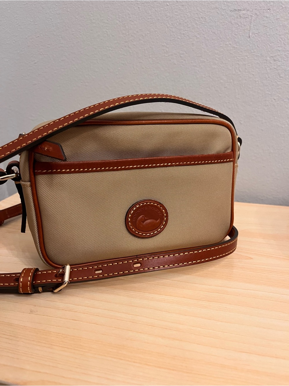 Dooney Bourke Khaki Nylon Camera Crossbody Shoulder Bag